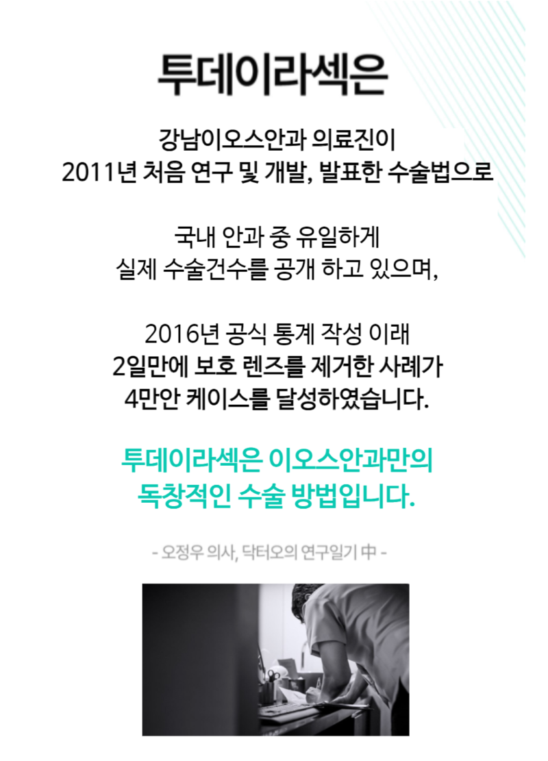 강남이오스안과의원 15년 연구 성과, 맞춤형 투데이라섹 이벤트, 시술 상세 이미지